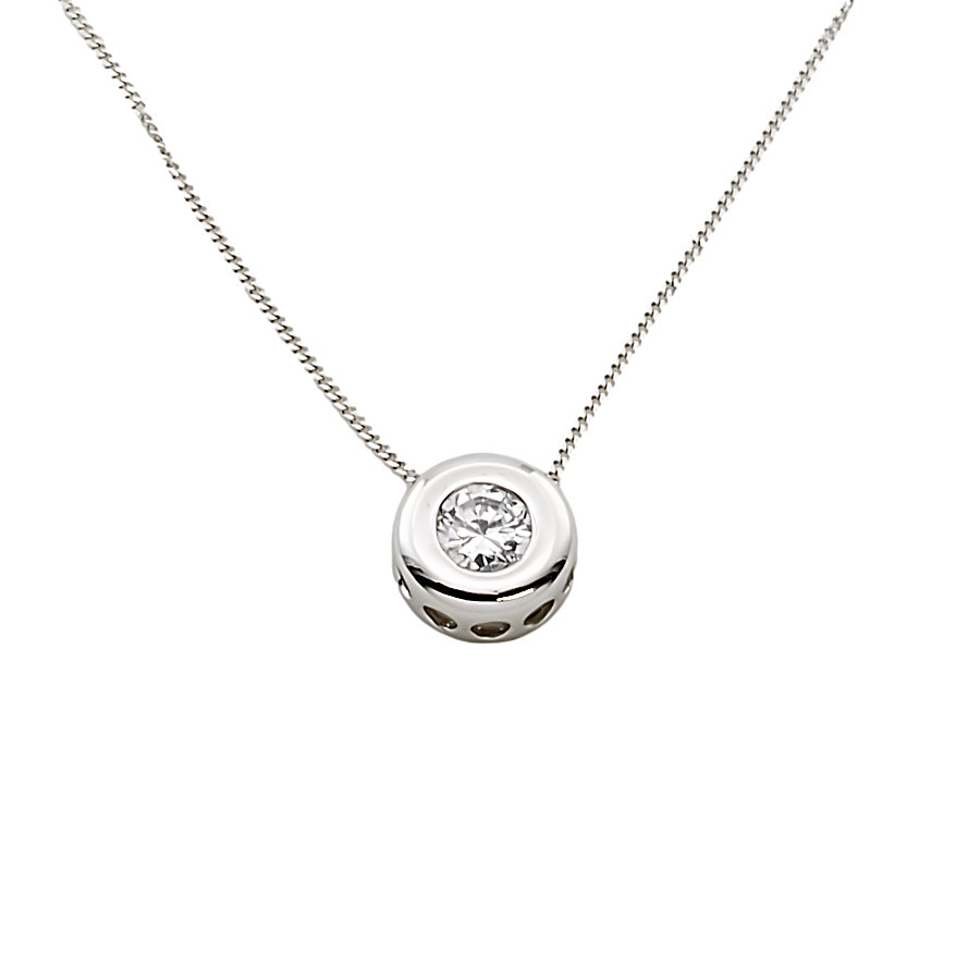 9ct white gold Cubic Zirconia Pendant with chain